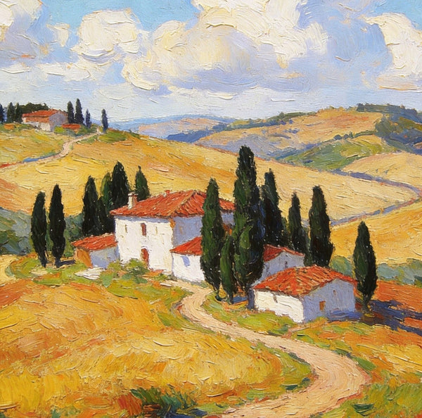 Canvas Paintings for Living Room, Tuscan Hillside Beauty, Small Original Paintings, Hand Painted Canvas Art, Landscape Oil Paintings-Art Painting Canvas