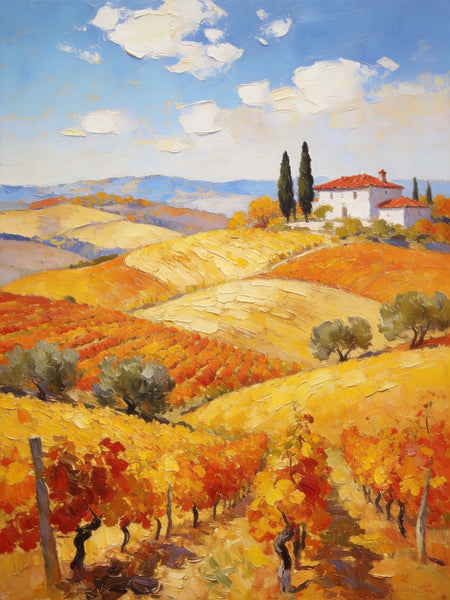 Tranquil Tuscan Land, Landscape Oil Paintings, Small Original Paintings, Canvas Paintings for Bedroom, Hand Painted Canvas Art-Art Painting Canvas