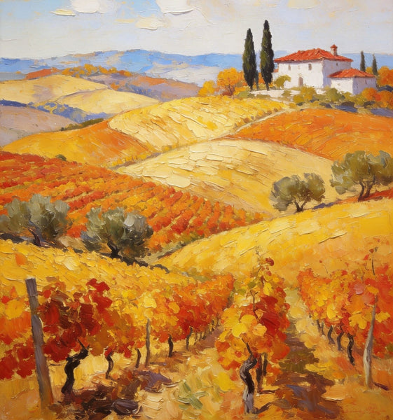 Tranquil Tuscan Land, Landscape Oil Paintings, Small Original Paintings, Canvas Paintings for Bedroom, Hand Painted Canvas Art-Art Painting Canvas
