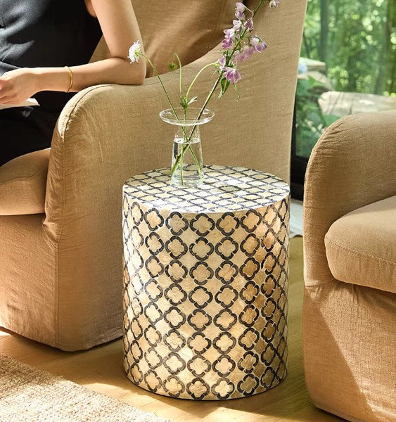 Contemporary Bedside Table, Bedside Small Side Table, Creative Coffee Table, Contemporary Side Table, Modern Side Table, Small End Table, Portable Casual Side Table, Shell Small Sofa Side Table-Art Painting Canvas