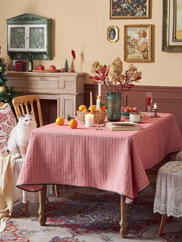 Simple Modern Rectangle Tablecloth for Dining Room Table, Knitted Plaid Embroidery Farmhouse Table Cloth, Square Tablecloth for Round Table-Art Painting Canvas