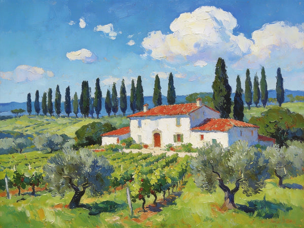 Landscape Canvas Paintings, Tuscan Landscape Delight, Original Landscape Paintings, Buy Paintings Online, Hand Painted Canvas Art-Art Painting Canvas