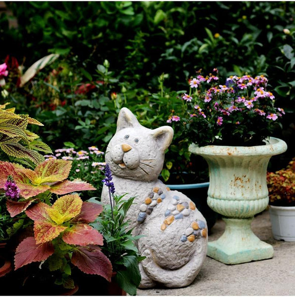 Large Lovely Cat Statue for Garden Courtyard Ornament, Animal Statue, Villa Outdoor Decor Gardening Ideas-Art Painting Canvas