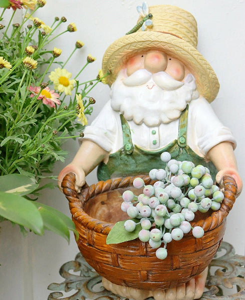 Garden Courtyard Ornament, Large Resin Garden Figure Statues, Unique Garden Flowerpots, Villa Outdoor Decor Gardening Ideas, Modern Garden Sculptures-Art Painting Canvas