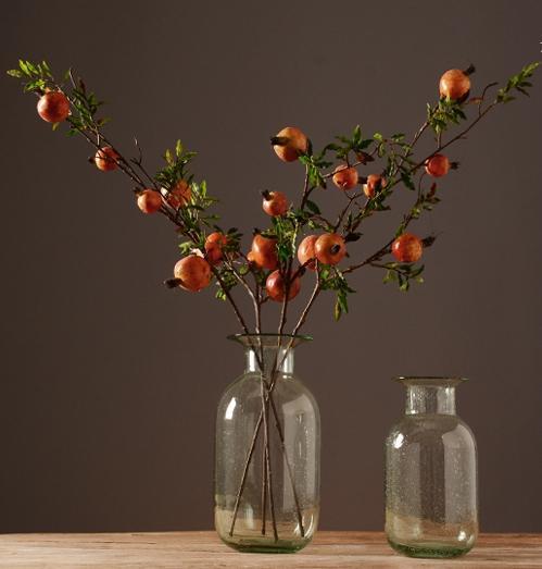 Rustic Artificial Large Pomegranate Fruit, Stem 36" Tall, Flower Arrangement-Art Painting Canvas