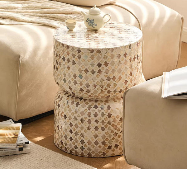 Modern Side Table, Contemporary Bedside Table, Bedside Small Side Table, Elegant Small End Table, Creative Coffee Table, Contemporary Side Table, Portable Casual Side Table, Shell Small Sofa Side Table-Art Painting Canvas