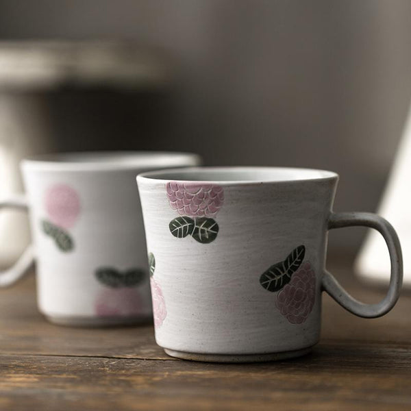 Handmade Pottery Coffee Cup, 10 oz Rose Ceramic Coffee Mug, Cappuccino Coffee Cup, Tea Cup-Art Painting Canvas