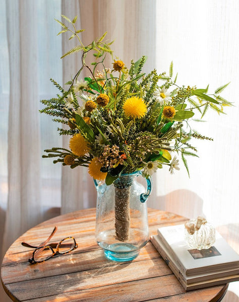 Beautiful Modern Artificial Flowers for Dining Room Table, Dandelion, Wheat Branch, Eucalyptus Globulus, Unique Flower Arrangement for Home Decoration-Art Painting Canvas