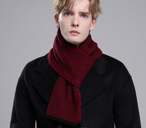 Thick Wool Scarf, Business Wool Scarf for Gentleman, Men's Winter Scarf, Formal Men Scarf Styles, Black Gray Fashion Scarf, Red Casual Scarf Men, Men's Wool Scarf Winter-Art Painting Canvas