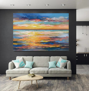 Hand Painted Acrylic Painting, Original Landscape Paintings, Wall Painting for Living Room, Canas Paintings for Dining Room