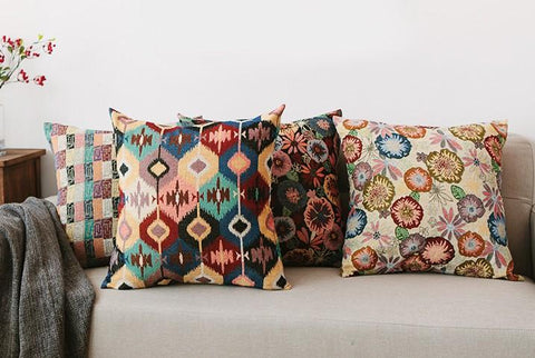 Geometric Pattern Chenille Throw Pillow for Couch, Bohemian Decorative Sofa Pillows, Decorative Throw Pillows for Living Room-Art Painting Canvas