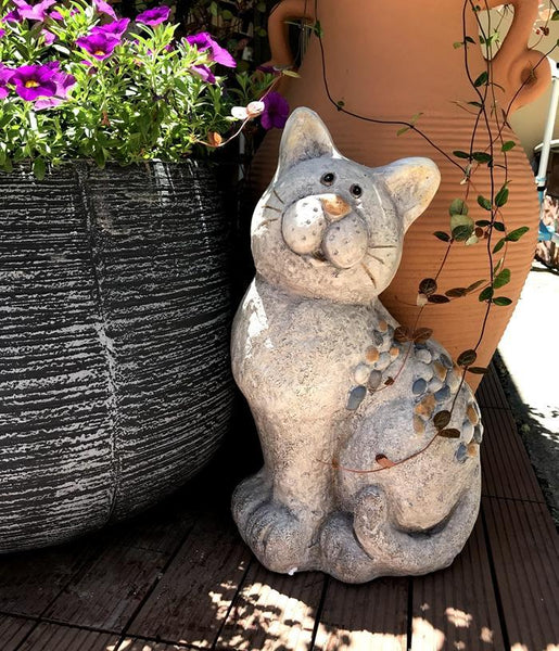 Large Lovely Cat Statue for Garden Courtyard Ornament, Animal Statue, Villa Outdoor Decor Gardening Ideas-Art Painting Canvas