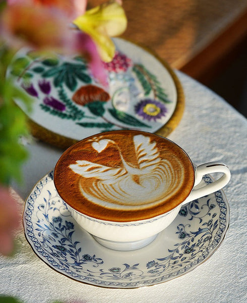 Traditional Tea Cup Set, Porcelain Tea Cups, Floral Tea Cup Set, Classic British Tea Cups, Elegant Tea Cup With Saucer, Ceramic Tea Cup with Saucer, Tea Cup Set, Vintage Tea Cup Set, Modern Ceramic Cups-Art Painting Canvas