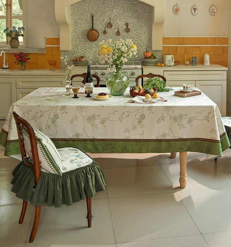 Spring Green Flower Table Covers, Large Modern Rectangle Tablecloth for Dining Table for Round Table, Farmhouse Table Cloth for Oval Table, Square Tablecloth for Kitchen-Art Painting Canvas