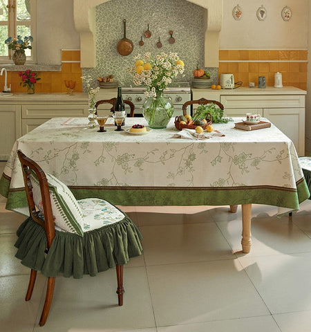 Spring Green Flower Table Covers, Large Modern Rectangle Tablecloth for Dining Table for Round Table, Farmhouse Table Cloth for Oval Table, Square Tablecloth for Kitchen-Art Painting Canvas