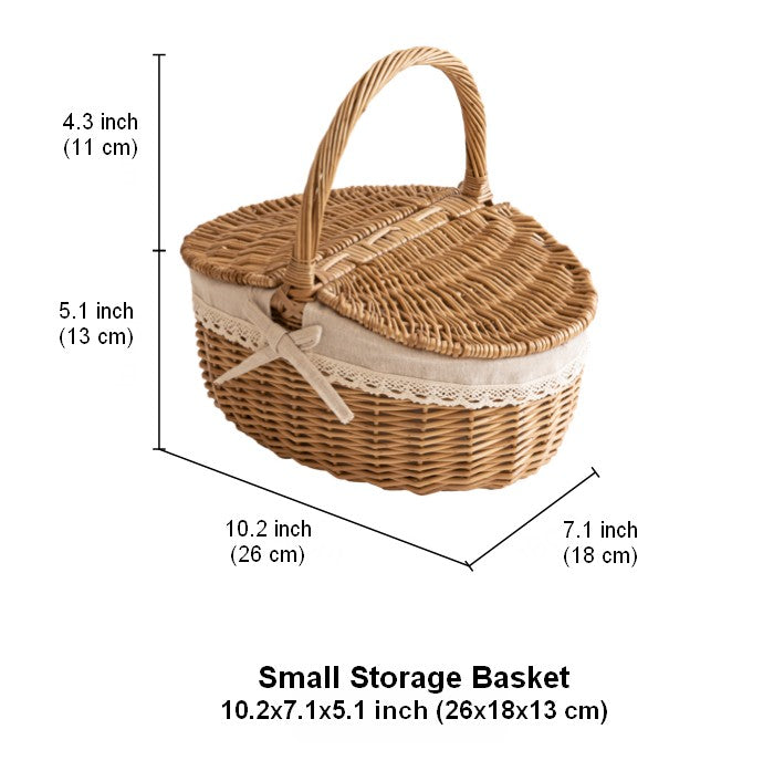 Picnic Storage Basket with Handle, Extra Large Kitchen Storage Baskets, Natural Hand-woven Wicker Storage Basket, Lovely Willow Weaving Baskets for Vegetable, Natural Fruit Storage Baskets-Art Painting Canvas