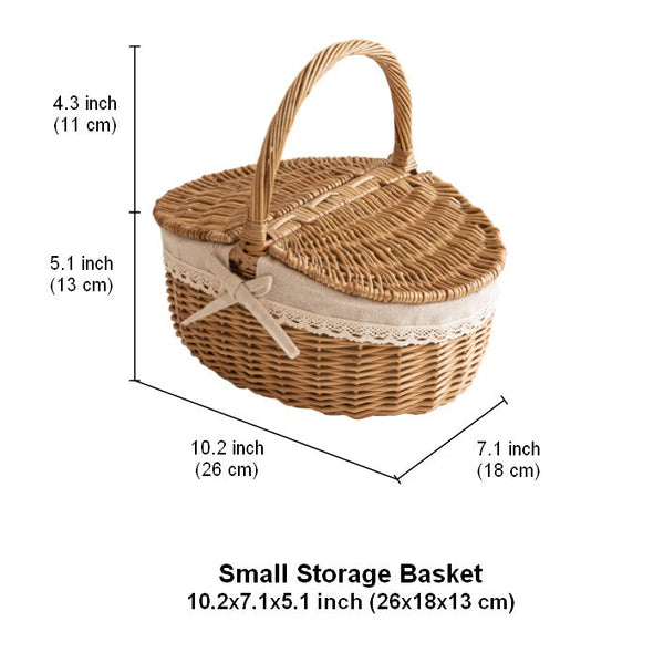 Picnic Storage Basket with Handle, Extra Large Kitchen Storage Baskets, Natural Hand-woven Wicker Storage Basket, Lovely Willow Weaving Baskets for Vegetable, Natural Fruit Storage Baskets-Art Painting Canvas