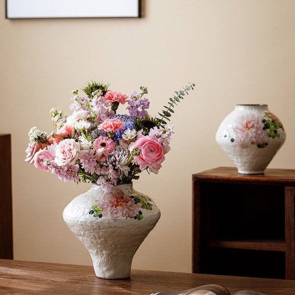 Modern Porcelain Flower Vases, Flower Vases on Table, Handmade Water Holding Flower Vases, Centerpiece on Dining Table, Ceramic Bouquet Vases-Art Painting Canvas