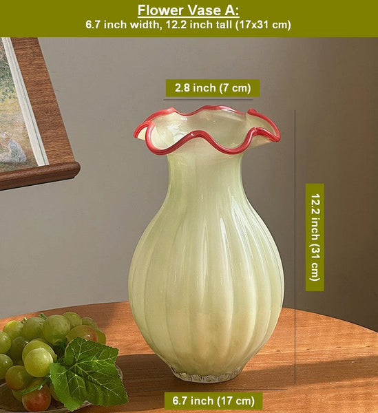 Unique Handmade Vase for Flowers, French Vintage Glass Flower Vases, Glass Bud Vases, Flower Vases on Table-Art Painting Canvas