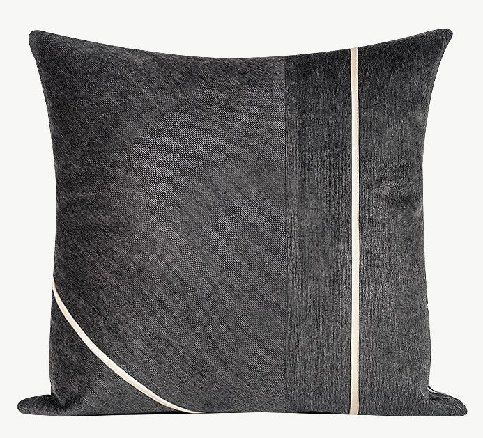 Contemporary Throw Pillow for Living Room, Modern Square Pillows, Abstract Black Throw Pillows for Couch, Simple Modern Sofa Throw Pillows-Art Painting Canvas