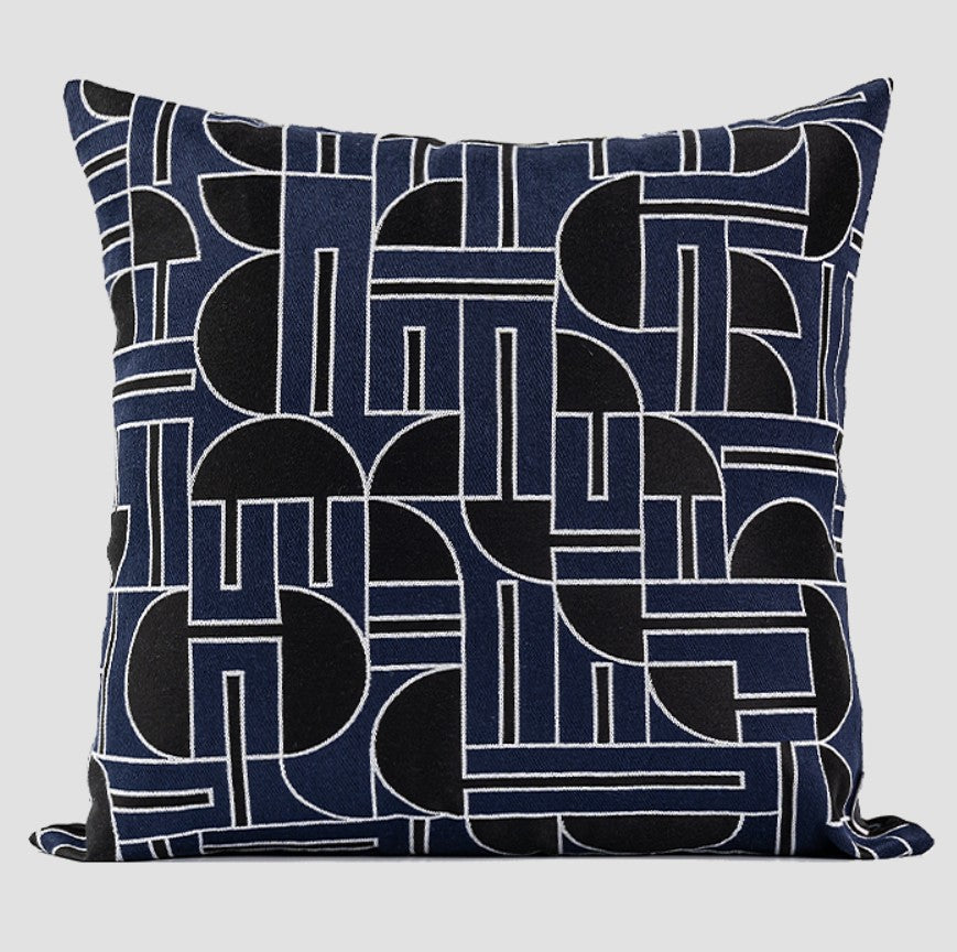 Abstract Decorative Throw Pillows, Geomeric Contemporary Pillows, Blue Square Modern Throw Pillows for Couch, Large Simple Throw Pillow for Interior Design-Art Painting Canvas