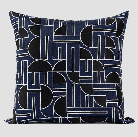 Abstract Decorative Throw Pillows, Geomeric Contemporary Pillows, Blue Square Modern Throw Pillows for Couch, Large Simple Throw Pillow for Interior Design-Art Painting Canvas