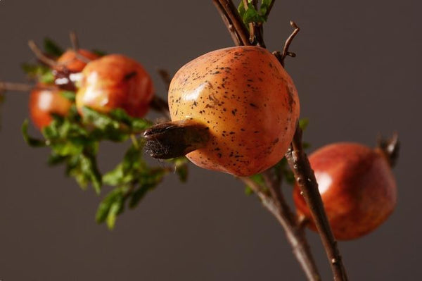 Rustic Artificial Large Pomegranate Fruit, Stem 36" Tall, Flower Arrangement-Art Painting Canvas