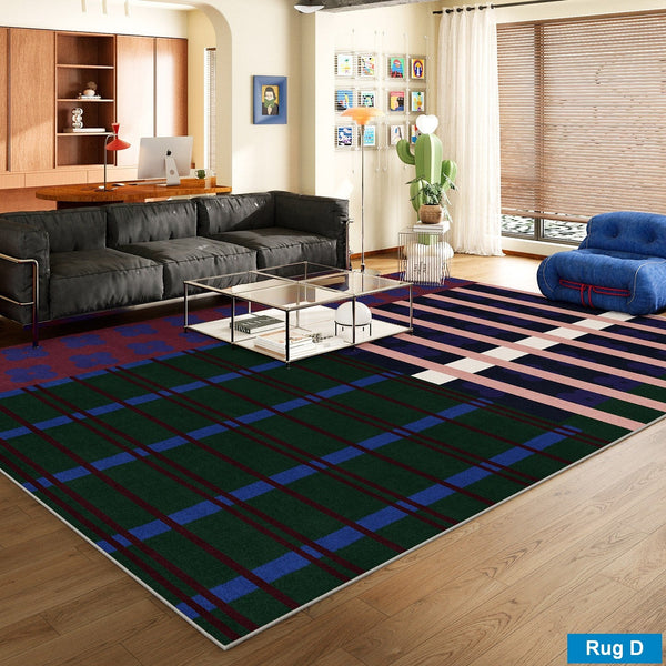 Living Room Rug Ideas, Mid Century Modern Rugs, Contemporary Modern Rugs for Dining Room, Bedroom Modern Floor Carpet, Blue Modern Rug Designs-Art Painting Canvas