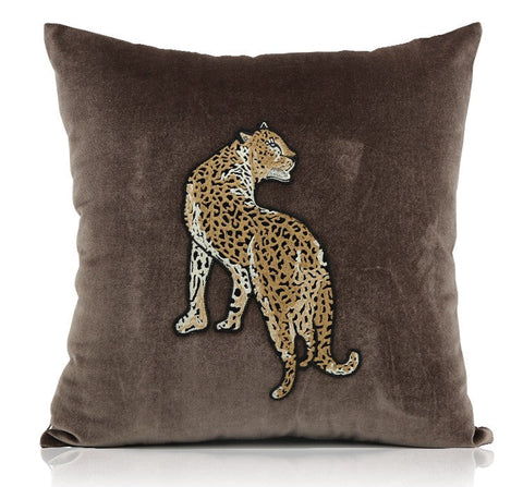 Modern Sofa Pillows, Contemporary Throw Pillows, Cheetah Decorative Throw Pillows, Decorative Pillows for Living Room-Art Painting Canvas