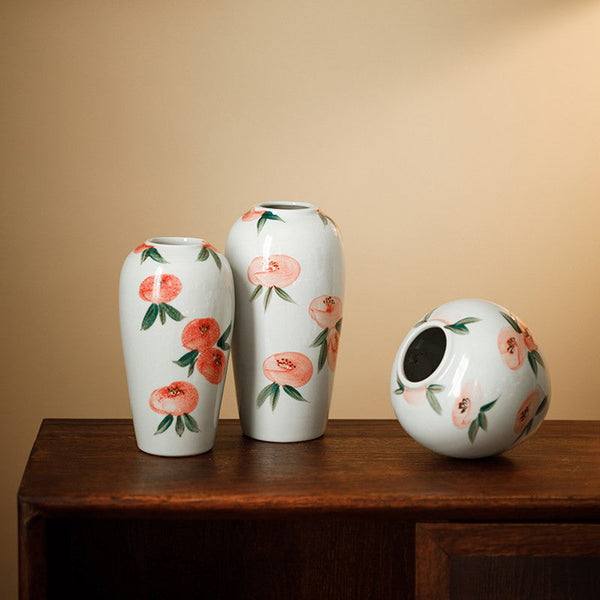 Porcelain Flower Vases, Handmade Water Holding Flower Vases, Modern Flower Vase Centerpiece on Table, Ceramic Bouquet Vases-Art Painting Canvas