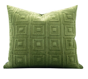 Large Square Modern Throw Pillows for Couch, Green Geometric Modern Sofa Pillows, Large Decorative Throw Pillows, Simple Throw Pillow for Interior Design-Art Painting Canvas