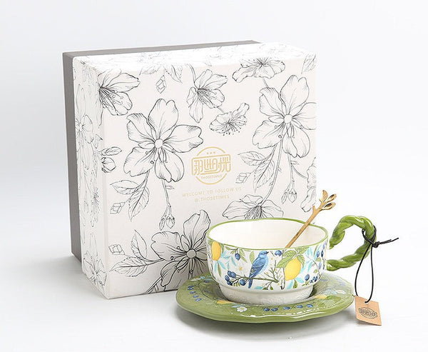 Ceramic Coffee Cups in Gift Box, British Afternoon Tea Cups Tea Cup and Saucer Set, Porcelain Tea Cup and Saucer Set-Art Painting Canvas