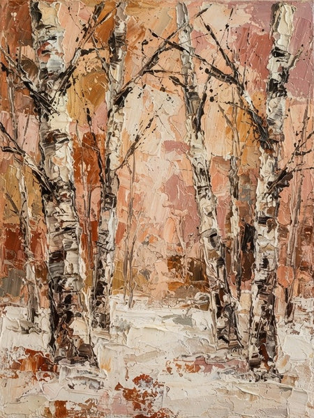 Winter Birch Tree Painting, Original Landscape Paintings, Small Canvas Wall Art Paintings, Original Artwork for Sale, Hand Painted Canvas Art