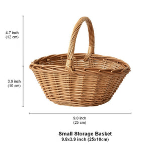 Large Picnic Food Basket with Handle, Lovely Willow Weaving Baskets for Vegetable, Natural Hand-woven Wicker Storage Basket, Natural Fruit Basket, Kitchen Storage Baskets-Art Painting Canvas