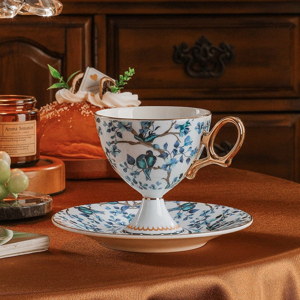Ceramic Tea Cup and Saucer in Gift Box, British Tea Cup set, Elegant Ceramic Coffee Cups, Creative Porcelain Tea Cup Set and Saucer-Art Painting Canvas
