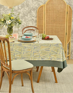 Geometric Modern Table Covers for Kitchen, Extra Large Rectangle Tablecloth for Dining Room Table, Country Farmhouse Tablecloths for Oval Table-Art Painting Canvas