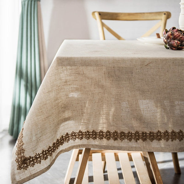 Large Rectangle Table Cover for Dining Room Table, Modern Table Cloth, Cotton and Linen Tablecloth for Home Decoration, Square Tablecloth for Round Table-Art Painting Canvas