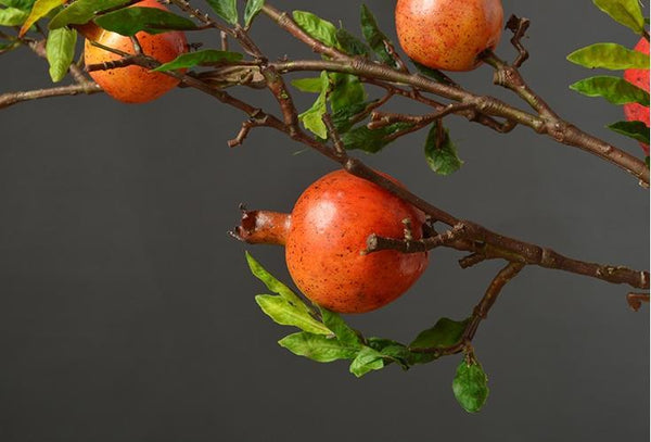 Rustic Artificial Large Pomegranate Fruit, Stem 36" Tall, Flower Arrangement-Art Painting Canvas
