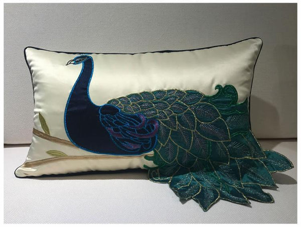Beautiful Decorative Throw Pillows, Embroider Peacock Cotton and linen Pillow Cover, Decorative Sofa Pillows, Decorative Pillows for Couch-Art Painting Canvas