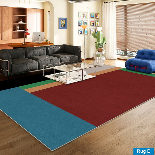 Living Room Rug Ideas, Mid Century Modern Rugs, Contemporary Modern Rugs for Dining Room, Bedroom Modern Floor Carpet, Blue Modern Rug Designs-Art Painting Canvas
