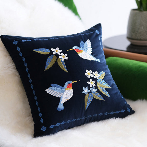 Decorative Pillow Arrangement Ideas for Couch, Vintage Decorative Pillows, Embroidered Birds Cushion, Decorative Pillows for Couch, Modern Throw Pillows for Bedroom-Art Painting Canvas