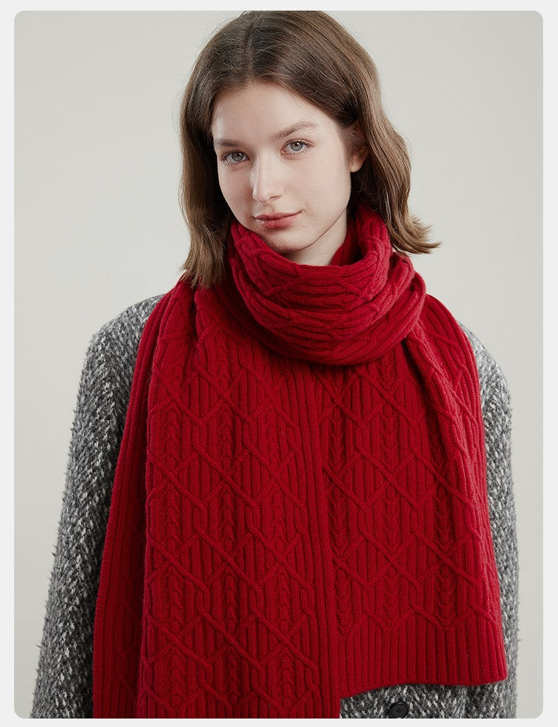 Cold Weather Scarf, Casual Scarf for Women, Fashion Designer Scarf, Red Winter Scarf, Modern Wool Scarf for Women, Soft Cashmere Scarf for Women-Art Painting Canvas