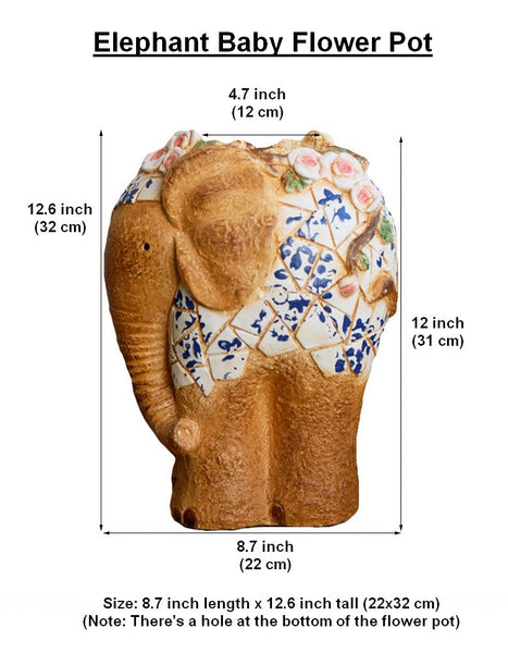Modern Outdoor Garden Flower Pots, Oversized Garden Flower Pot, Extra Large Elephant Garden Flowerpots, Animal Statue for Garden Ornaments, Large Resin Statue for Garden-Art Painting Canvas