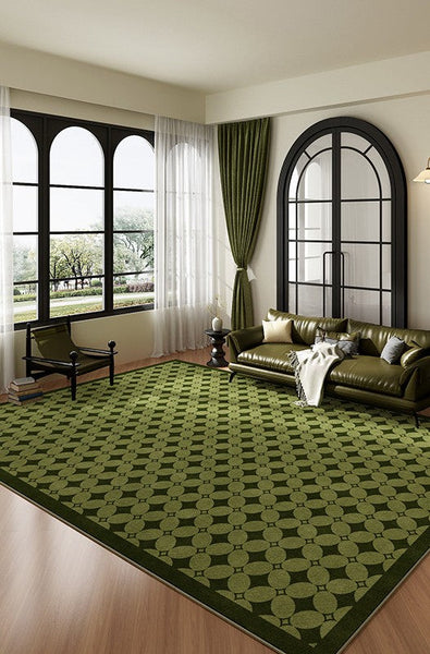 Mid Century Modern Rugs, Green Absract Rugs for Bedroom, Contemporary Modern Rugs for Living Room, Minimalist Geometric Rugs for Living Room-Art Painting Canvas
