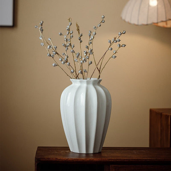 Large Flower Vases on Table, Centerpiece Ceramic Bud Vases, Porcelain Flower Vases, Handmade Water Holding Flower Vase-Art Painting Canvas