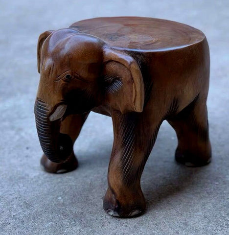 Elephant Wooden Stool, Elephant Sofa Stool, Dining Table Stool, Handmade Solid Wood low Stool, Creative Shoe-changing Stool-Art Painting Canvas