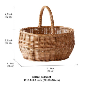 Large Picnic Food Basket with Handle, Natural Hand-woven Wicker Storage Basket, Willow Weaving Baskets for Vegetable, Natural Fruit Basket, Kitchen Storage Baskets-Art Painting Canvas