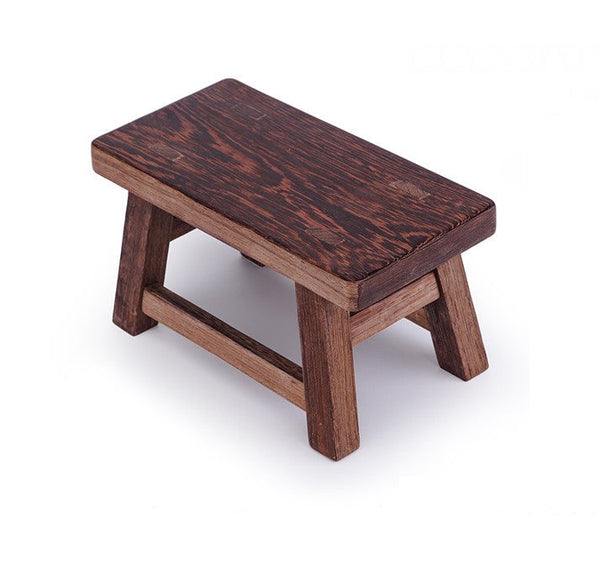 Shoe-changing Stool, Solid Wood low Stool, Wenge Wood Stool, Children's Wooden Stool, Sofa Stool, Dining Table Stool-Art Painting Canvas