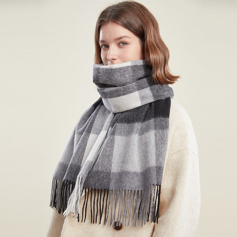 Soft Wool Scarf for women, Wool Scarf for Women, Plaid Winter Shawl, Christmas Holiday Gift, Evening Wrap, Large Winter Shawl, Elegant Shawl, Warm Cape, Winter Scarves-Art Painting Canvas