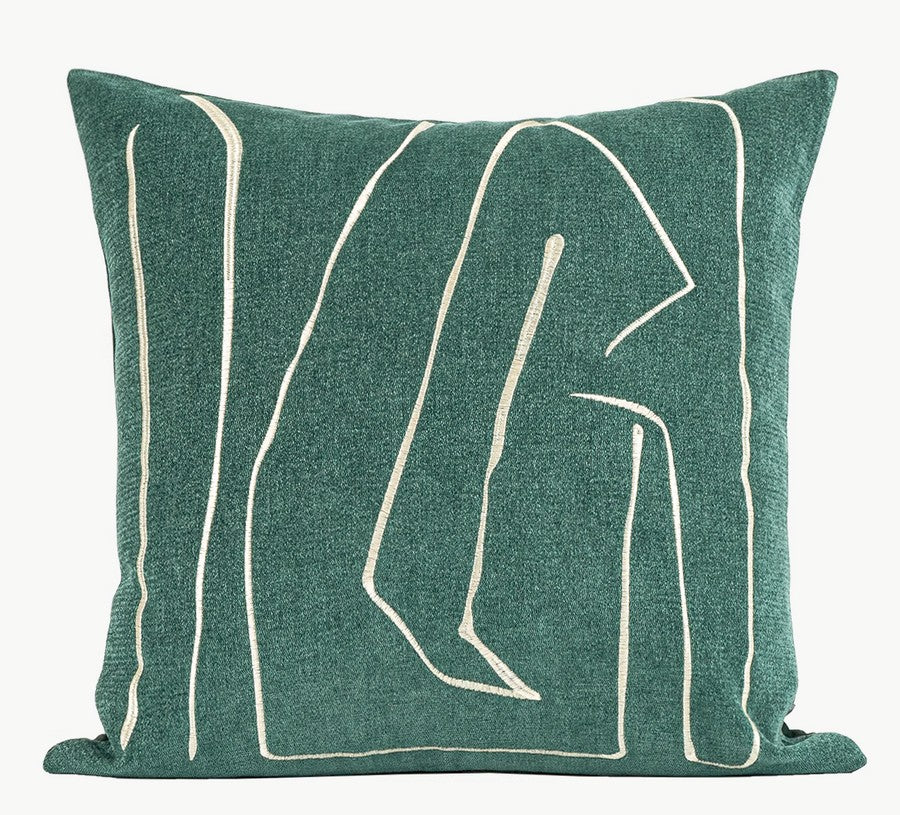 Abstract Green Decorative Throw Pillows, Geometric Square Modern Throw Pillows for Couch, Large Contemporary Throw Pillow for Interior Design-Art Painting Canvas